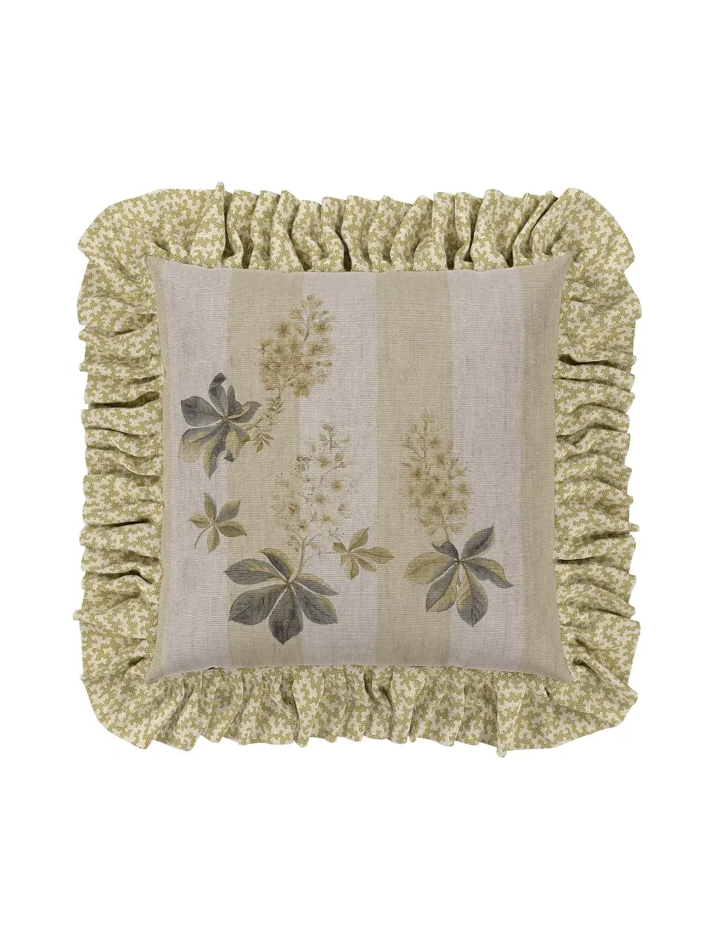 Chestnut Tree Print Square Cushion - Light Green, Cotton product