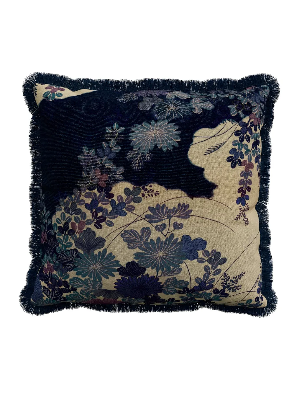 Kyoto Garden Square Cushion - Indigo, Cotton product