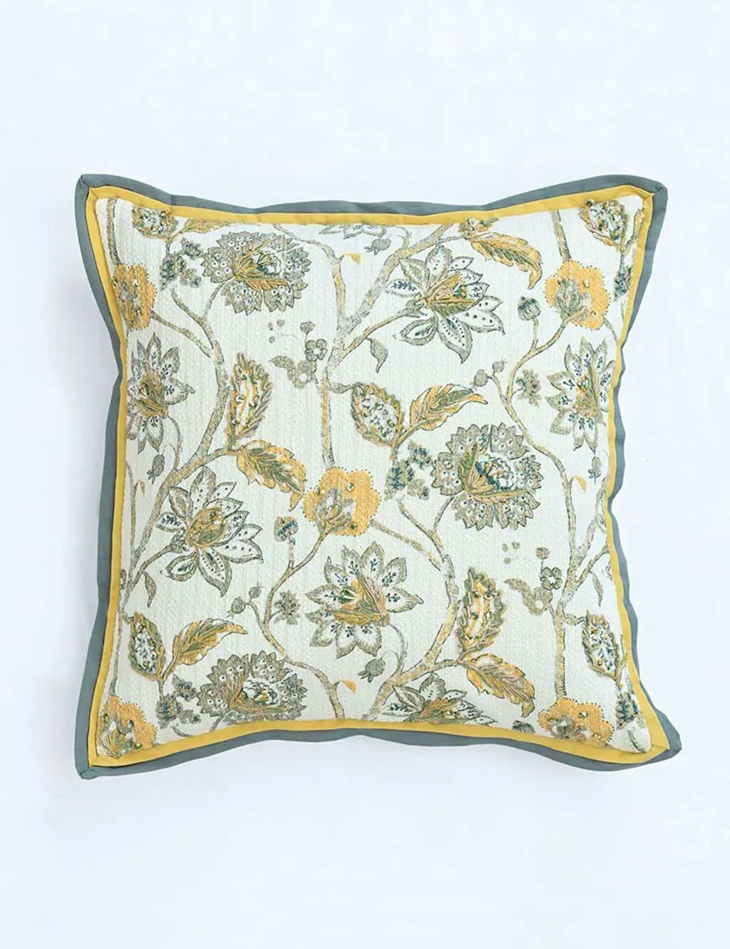 Albi Square Cushion with Oxford Edge - Yellow Mix, Cotton product