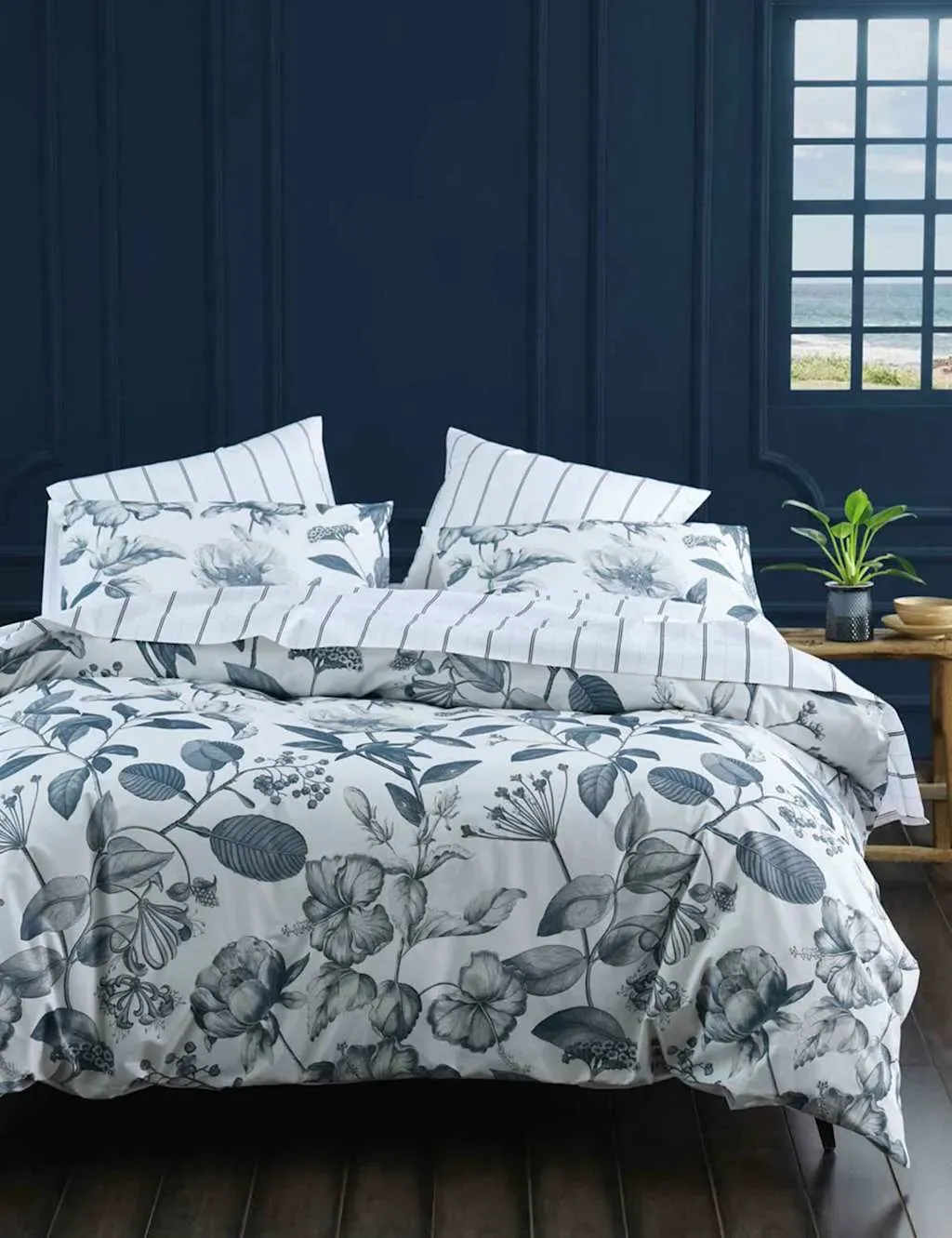 Botanical Bluestone Bedding Set - White Mix, Cotton product