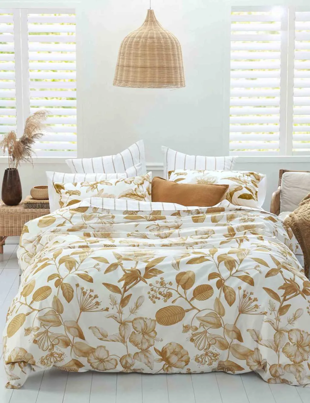 Botanical Ochre Bedding Set - White Mix, Cotton product