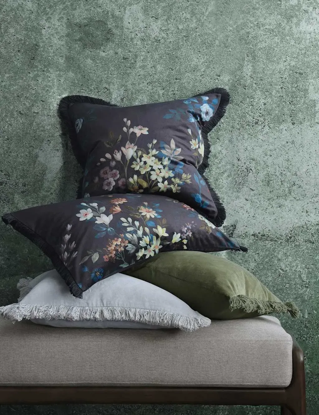 Ciana Square Cushion with Fringe Trim - Purple Mix, Velvet product