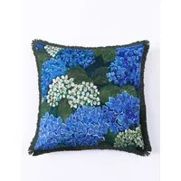 Matilda Fringed Cushion - Green Mix, Cotton Linen Blend alternate view