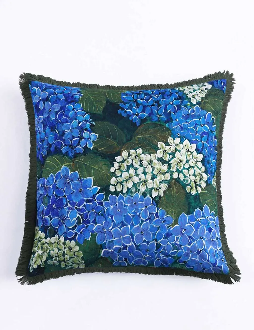 Matilda Fringed Cushion - Green Mix, Cotton Linen Blend product