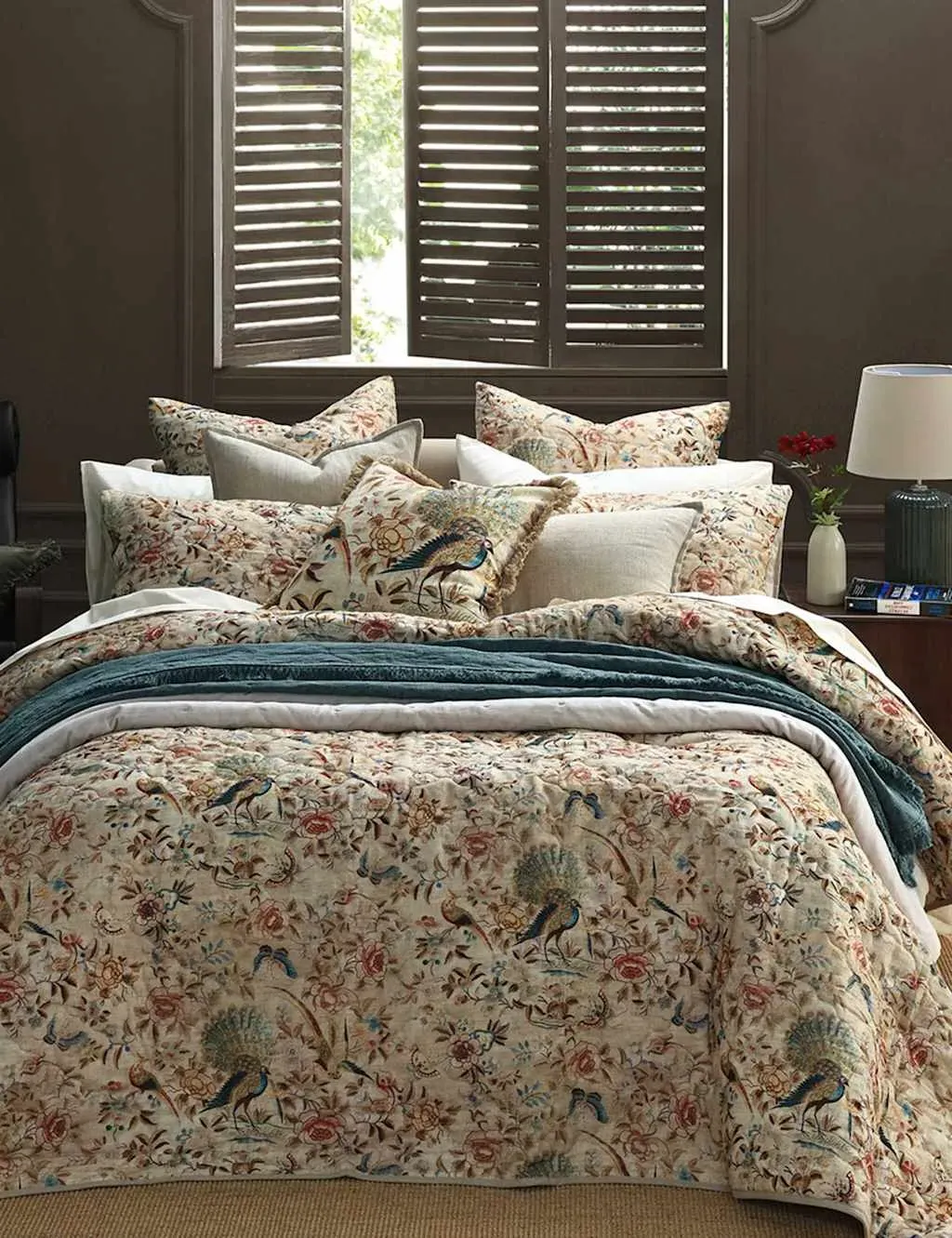 Milan Quilted Bedspread Set - Dark Teal, Cotton-Linen product