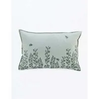 MM Linen Toby Embroidered Bolster Cushion - Green Mix, Cotton alternate view