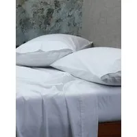 Pure Cotton 200 Thread Count Fitted Sheet & Pillowcase Set - White alternate view