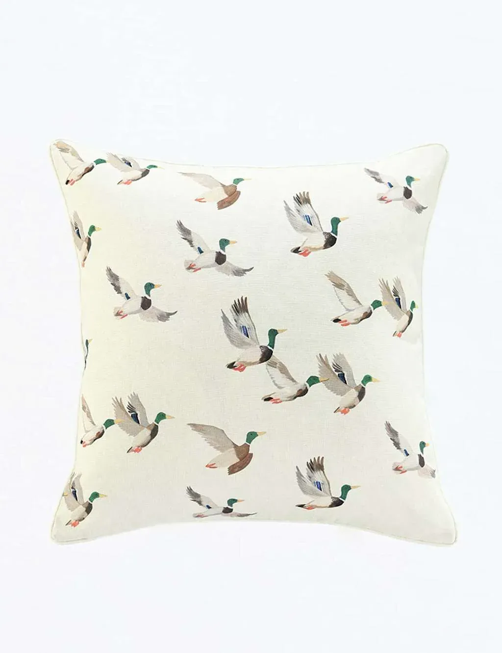 Pure Cotton Mallard Duck Piped Cushion - Multi product