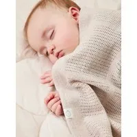 Cotton Blend Cellular Blanket - Beige alternate view