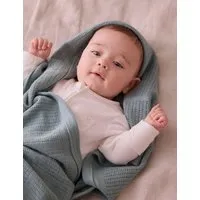 Cotton Blend Cellular Blanket - Dark Blue alternate view
