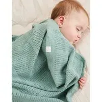 Cotton Blend Cellular Blanket - Light Green alternate view
