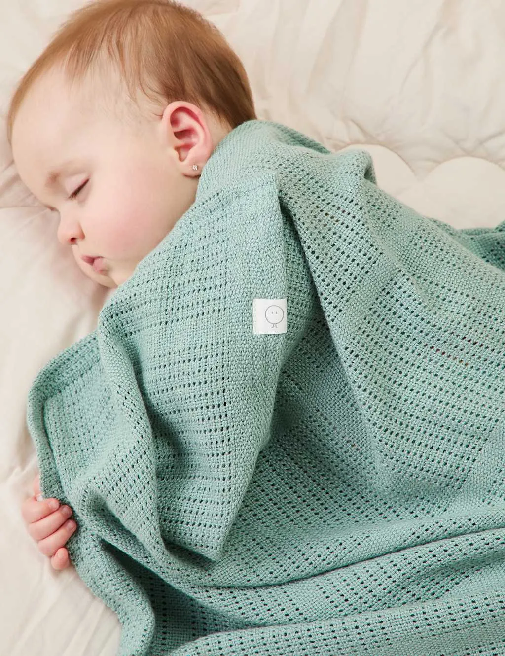 Cotton Blend Cellular Blanket - Light Green product