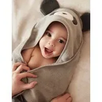 Panda Hooded Baby Towel - Grey Mix, Cotton alternate view
