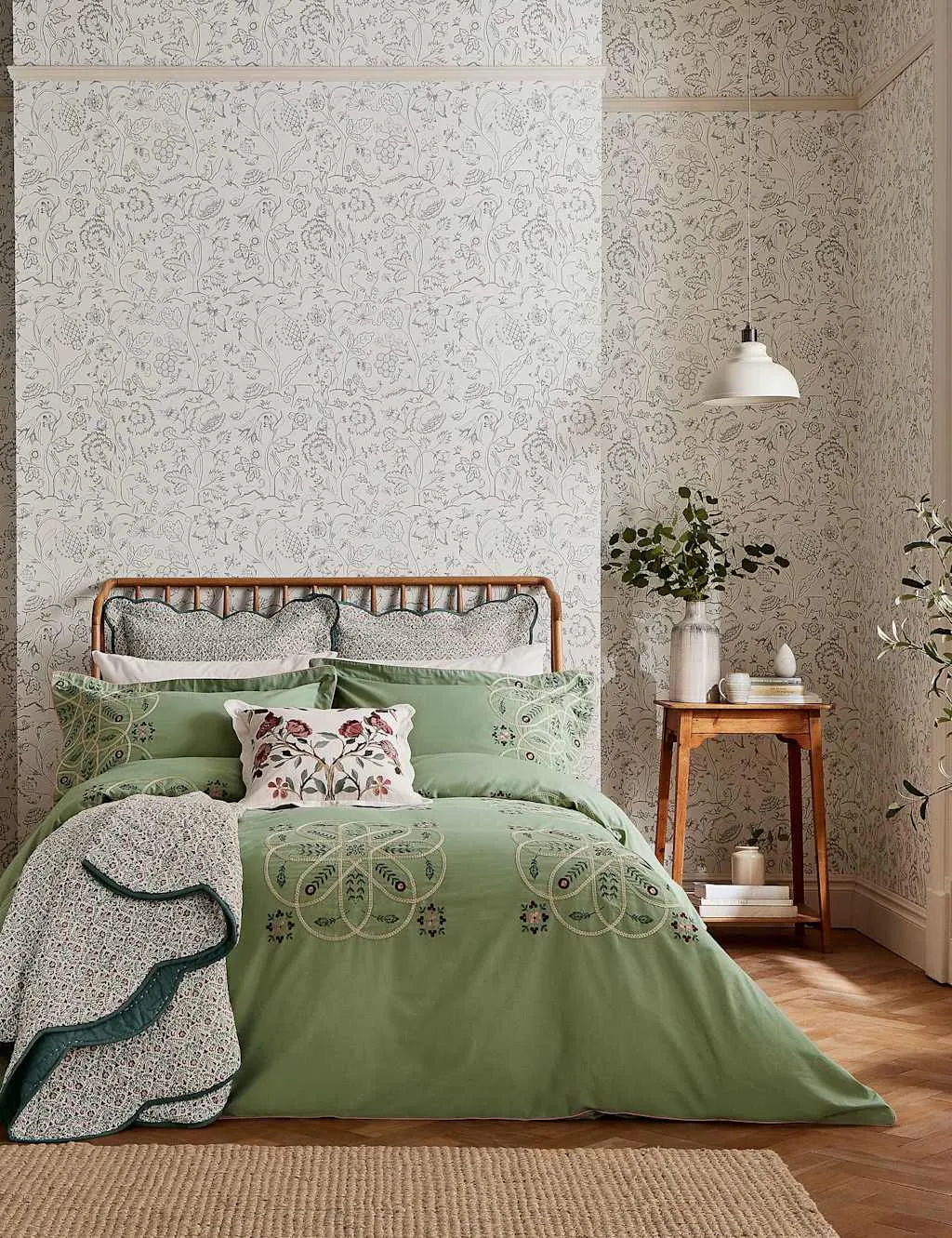 Brophy Embroidery Bedding Set - Green Mix, Cotton product