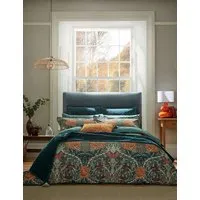 Honeysuckle & Tulip Duvet Cover - Teal Mix, Cotton Percale alternate view
