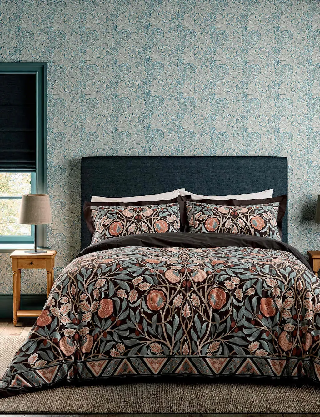 Morris & Co Olive and Rose Bedding Set - Indigo Mix, Cotton product