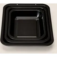 3 Piece Vitreous Enamel Roaster Set - Silver alternate view