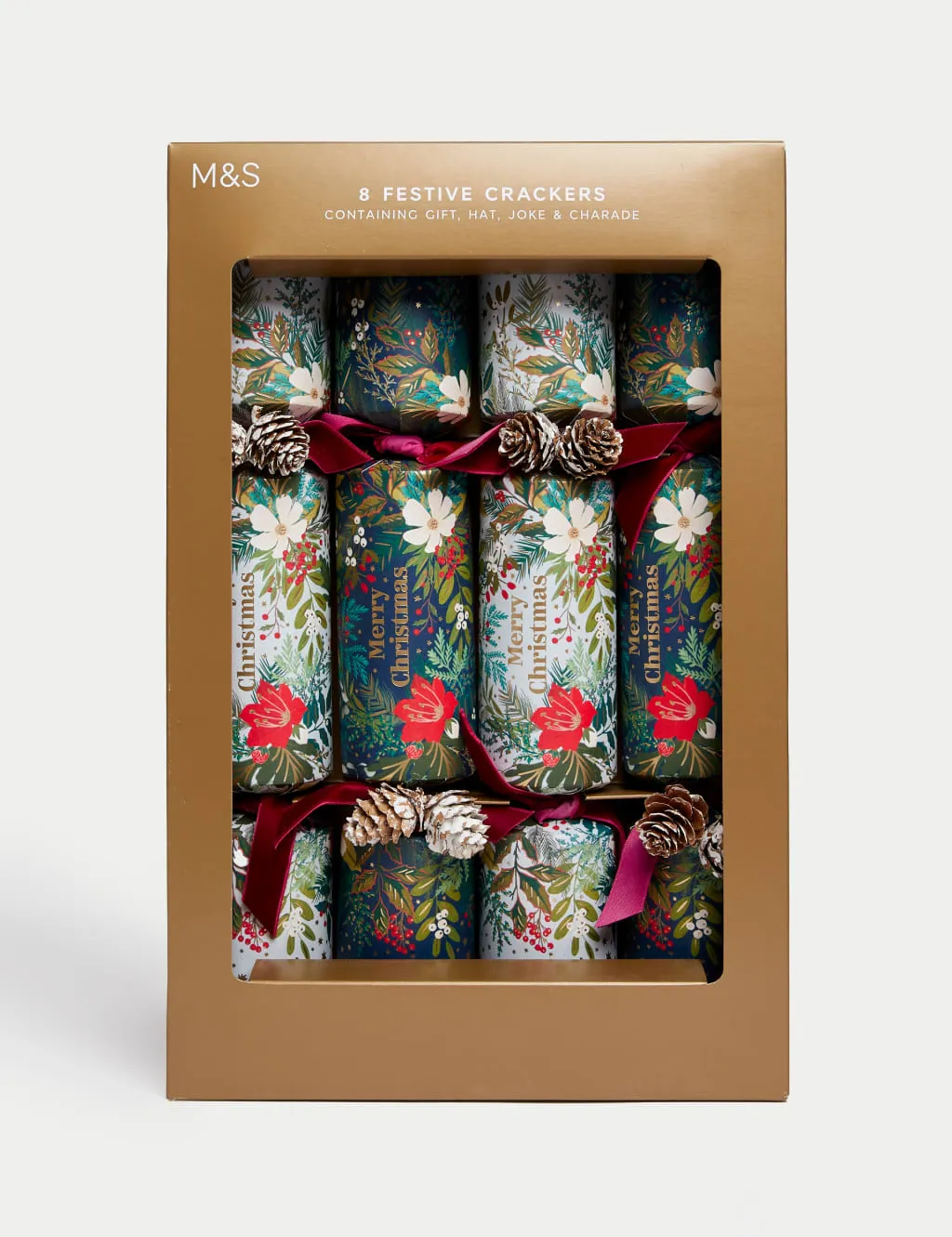 8 Luxury Christmas Crackers - Traditional Foliage Designs product