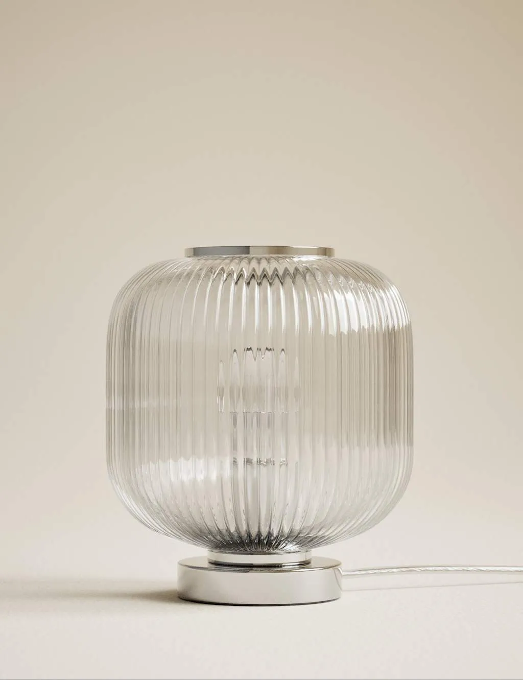 Amelia Table Lamp - Grey, Ribbed Glass product
