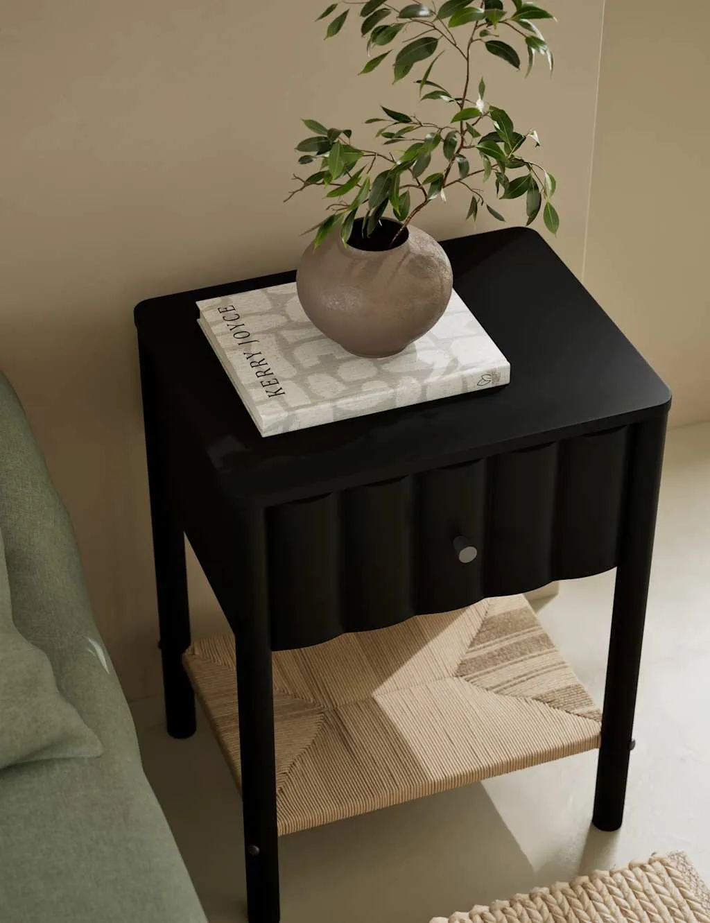 Ariana Bedside Table with Storage - Black product