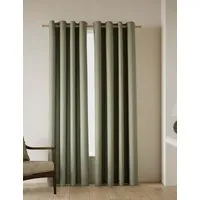 Basketweave Eyelet Curtains - Green alternate view