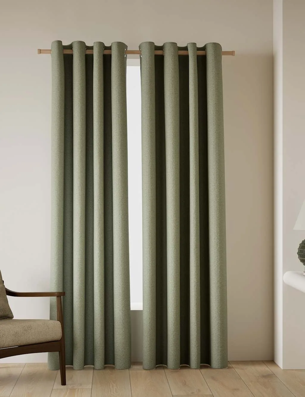 Basketweave Eyelet Curtains - Green product