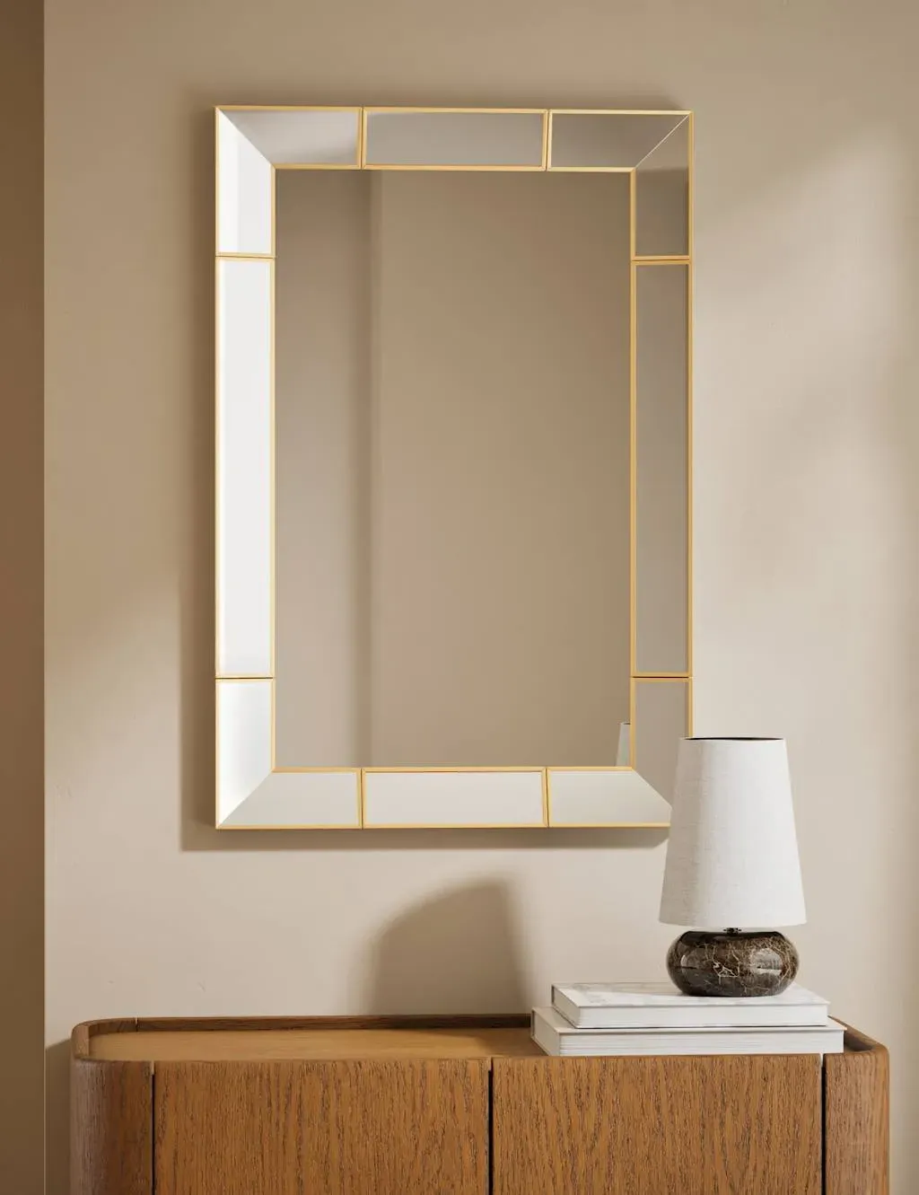 Bevelled Rectangular Wall Mirror - Gold product