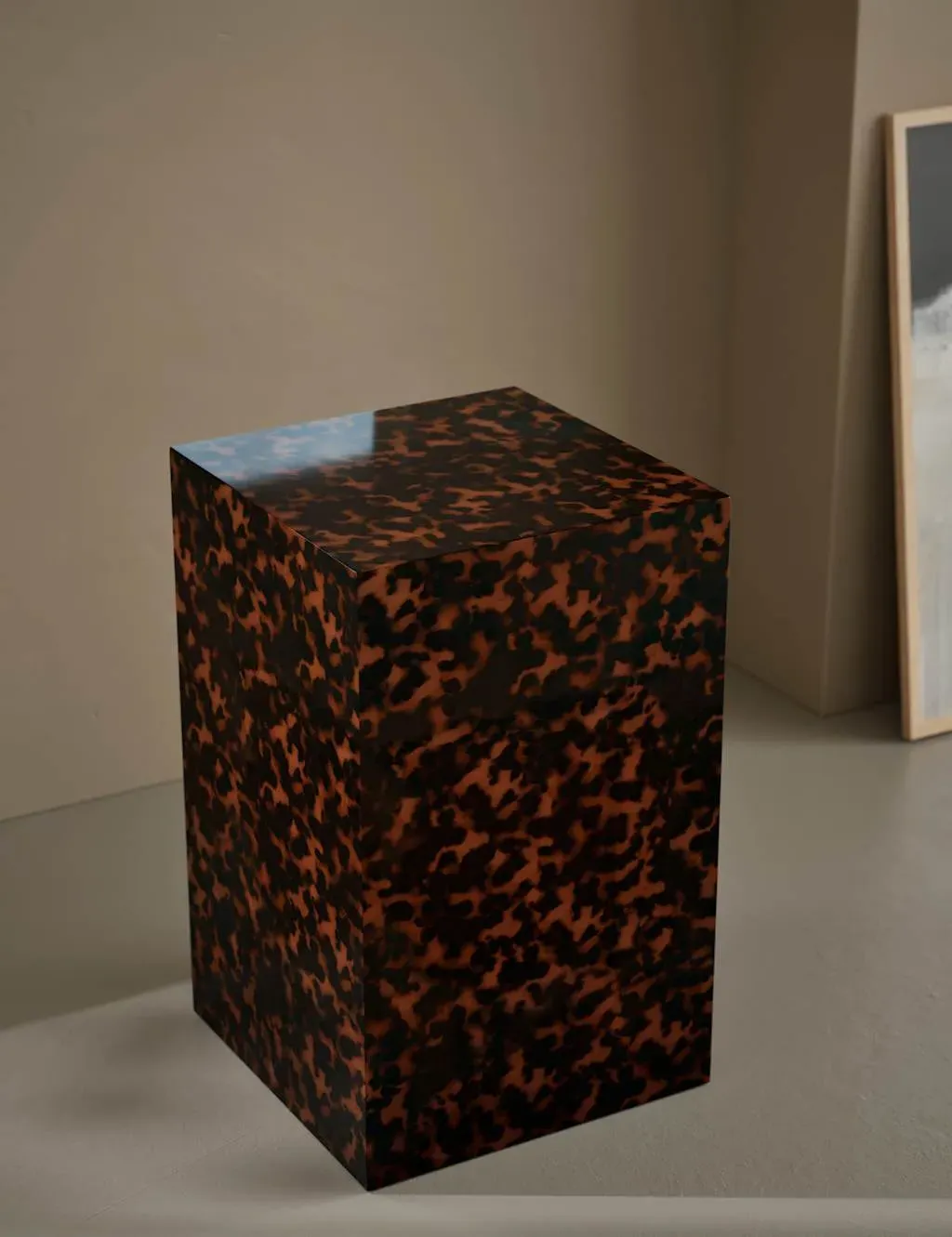 Blithe Tortoise Print Side Table - Black/Brown, Glass product