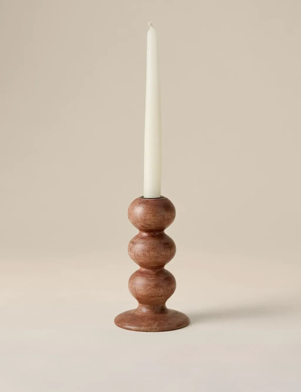 Bobbin Wooden Dinner Candle Holder - Natural product