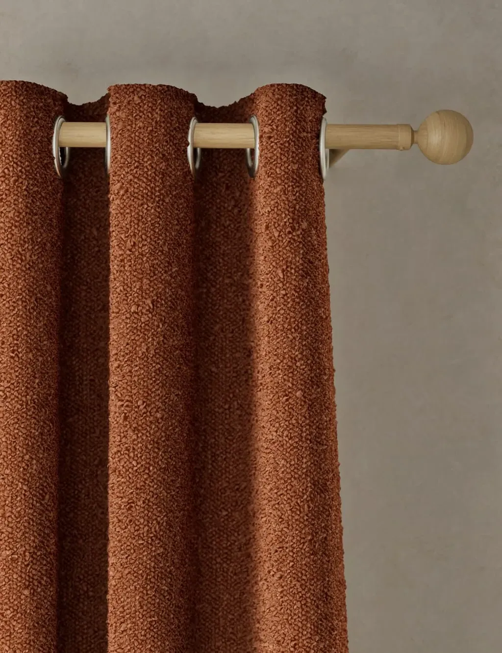 Bouclé Eyelet Curtains - Rust, Polyester product
