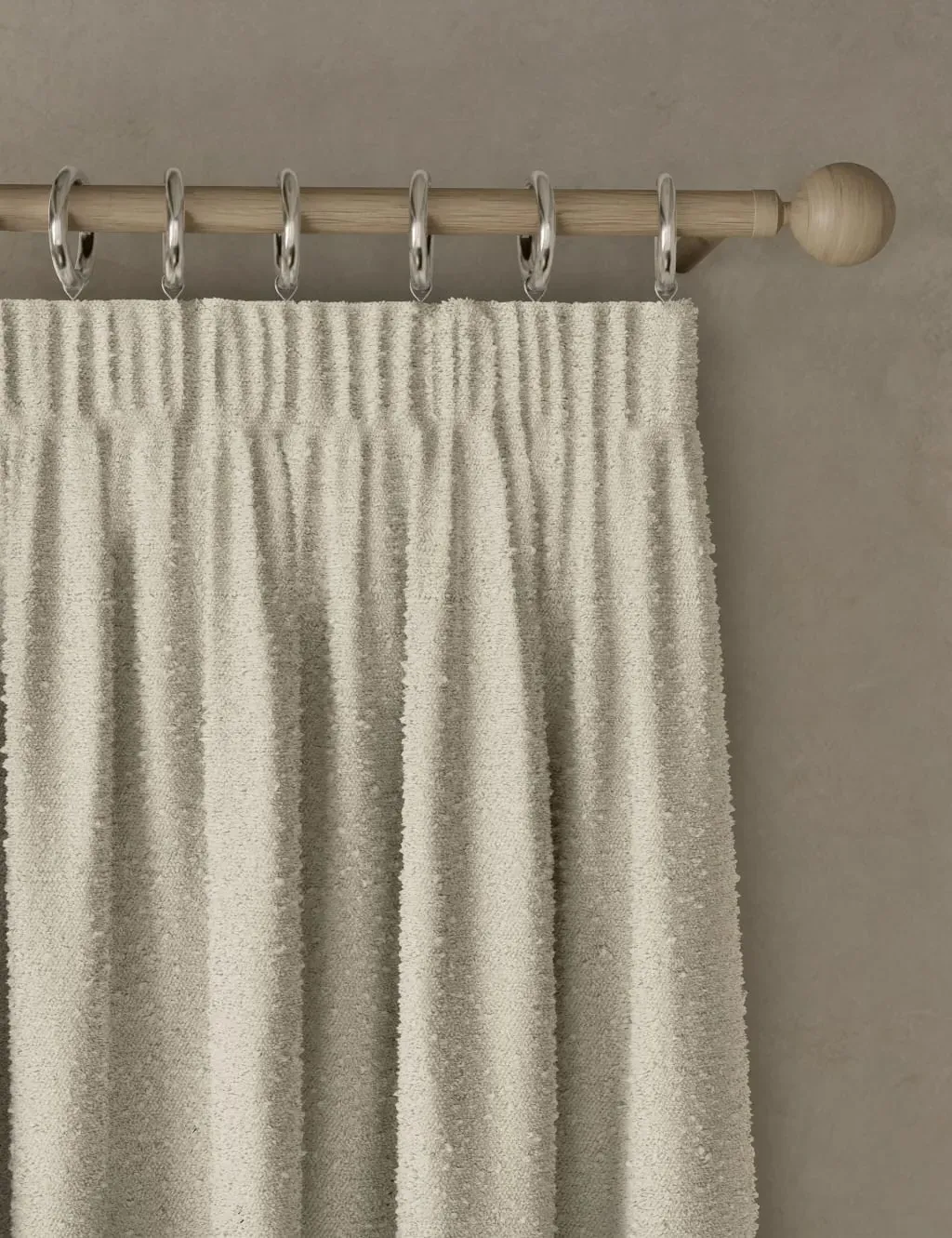 Boucle Pencil Pleat Curtains - Ecru, Polyester product