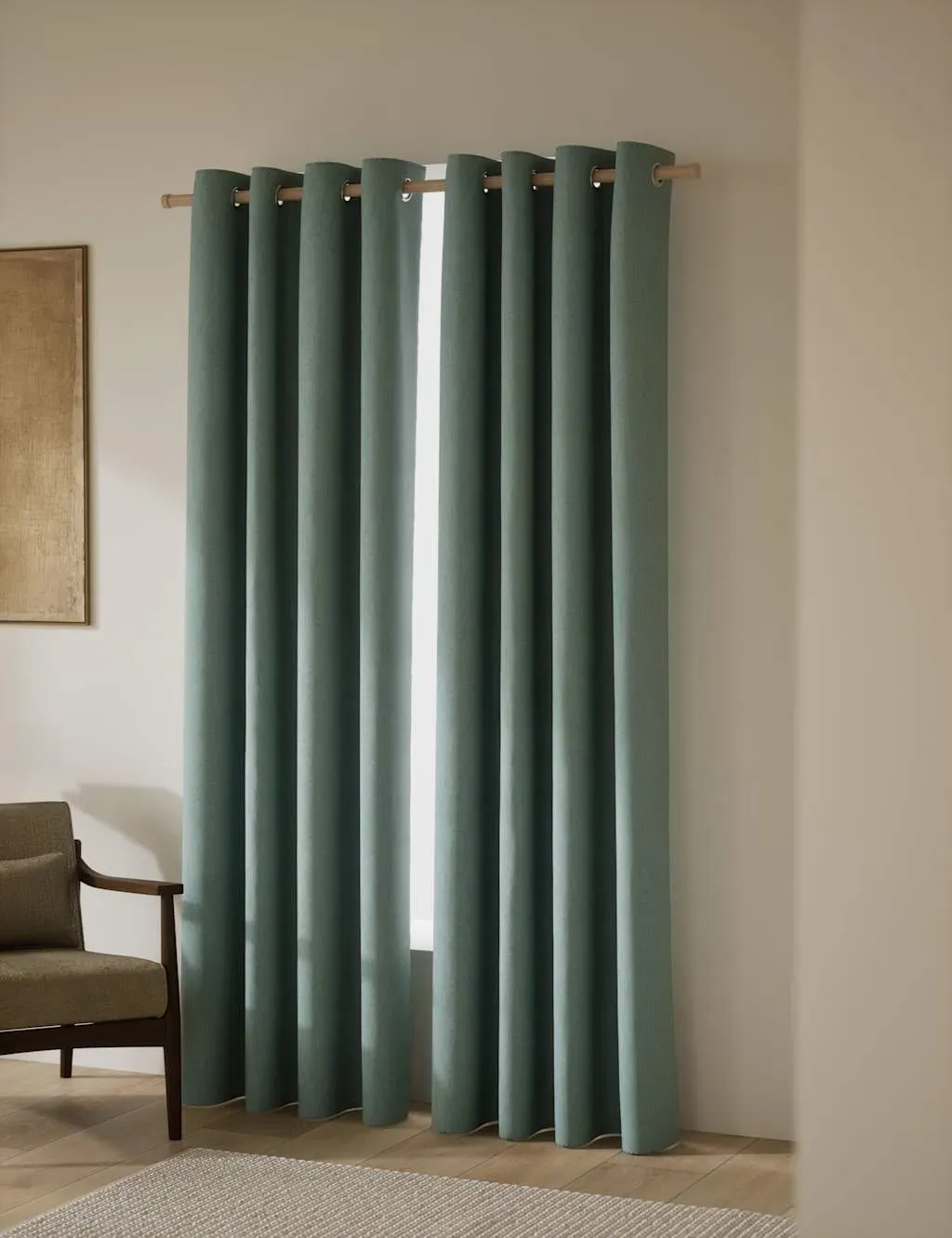 Brushed Eyelet Blackout Thermal Curtains - Seafoam product