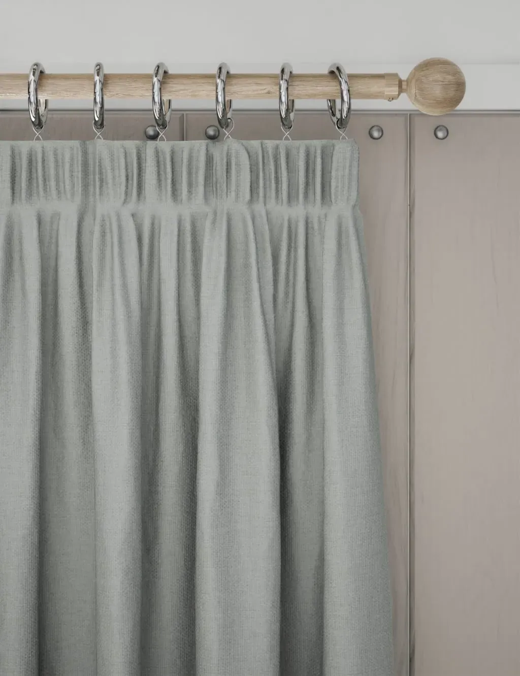 Brushed Pencil Pleat Blackout Thermal Curtains - Grey product