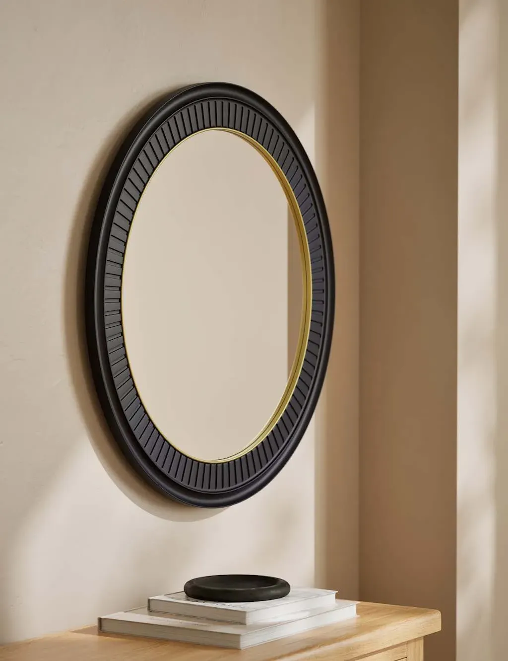 Carved Round Mirror - Black product