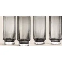 Celine Set of 4 Hi Ball Glasses - Grey, Ribbed Glass alternate view