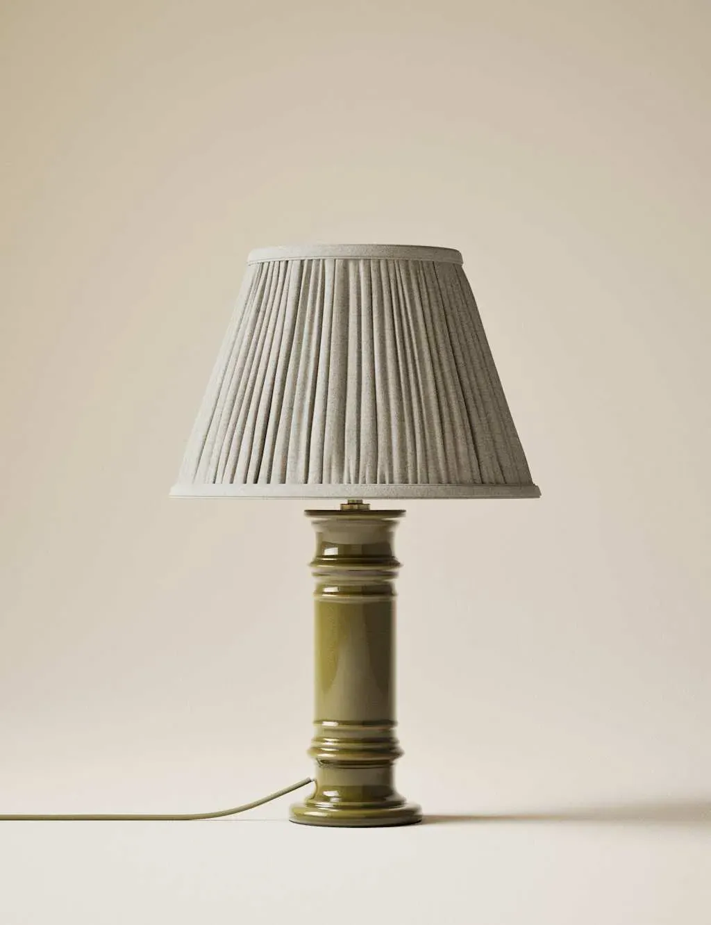 Ceramic Column Frill Shade Table Lamp - Green product