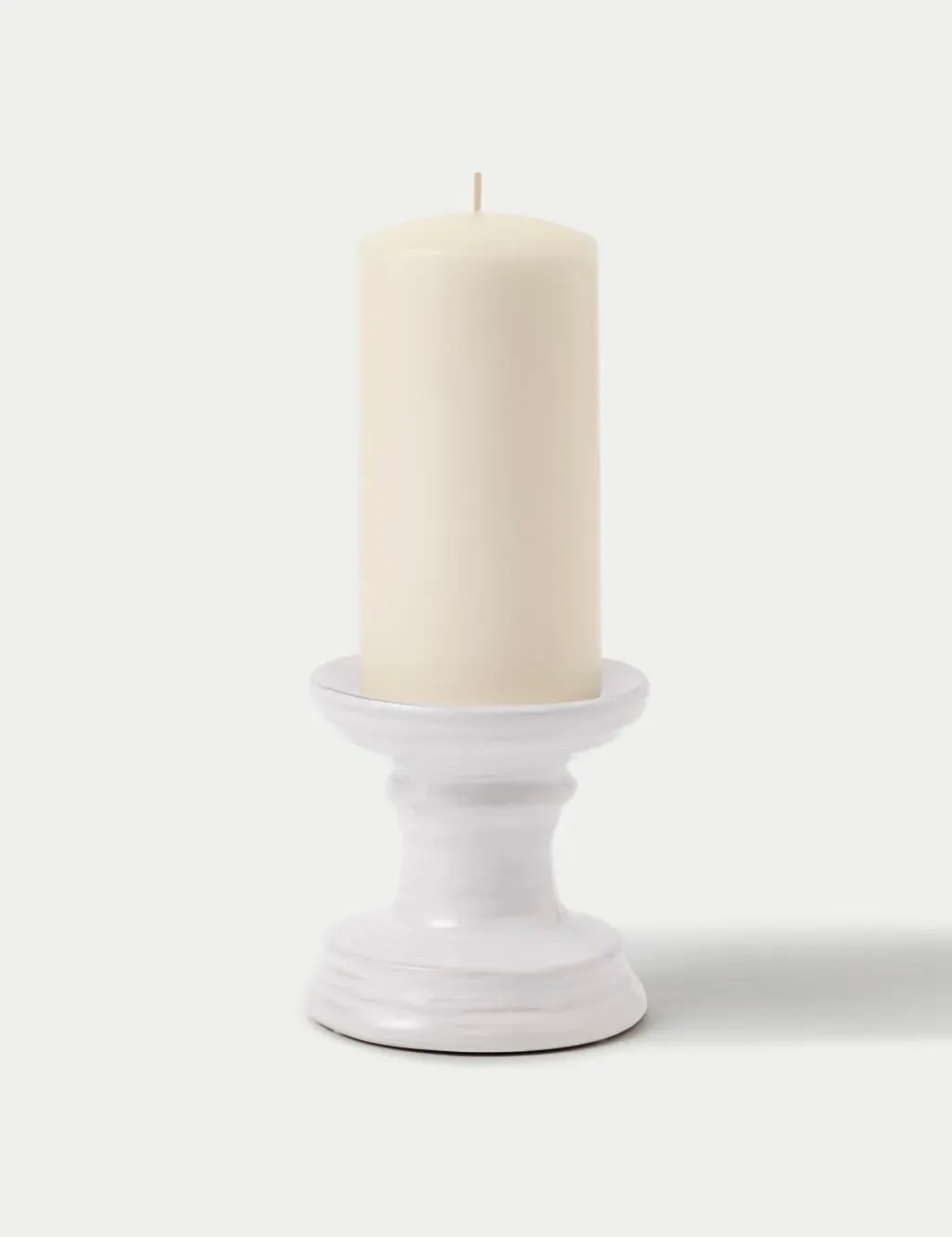 Ceramic Pillar Candle Holder - White product
