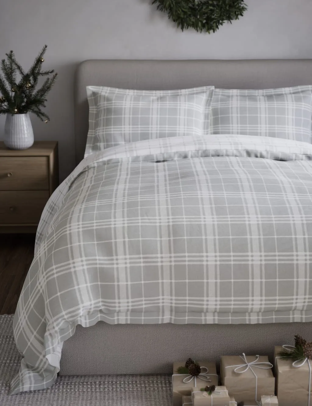 Checked Bedding Set - Grey Mix, Brushed Cotton product