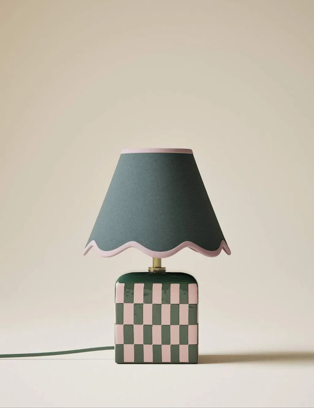 Checkerboard Cube Base Table Lamp - Multi, Ceramic product
