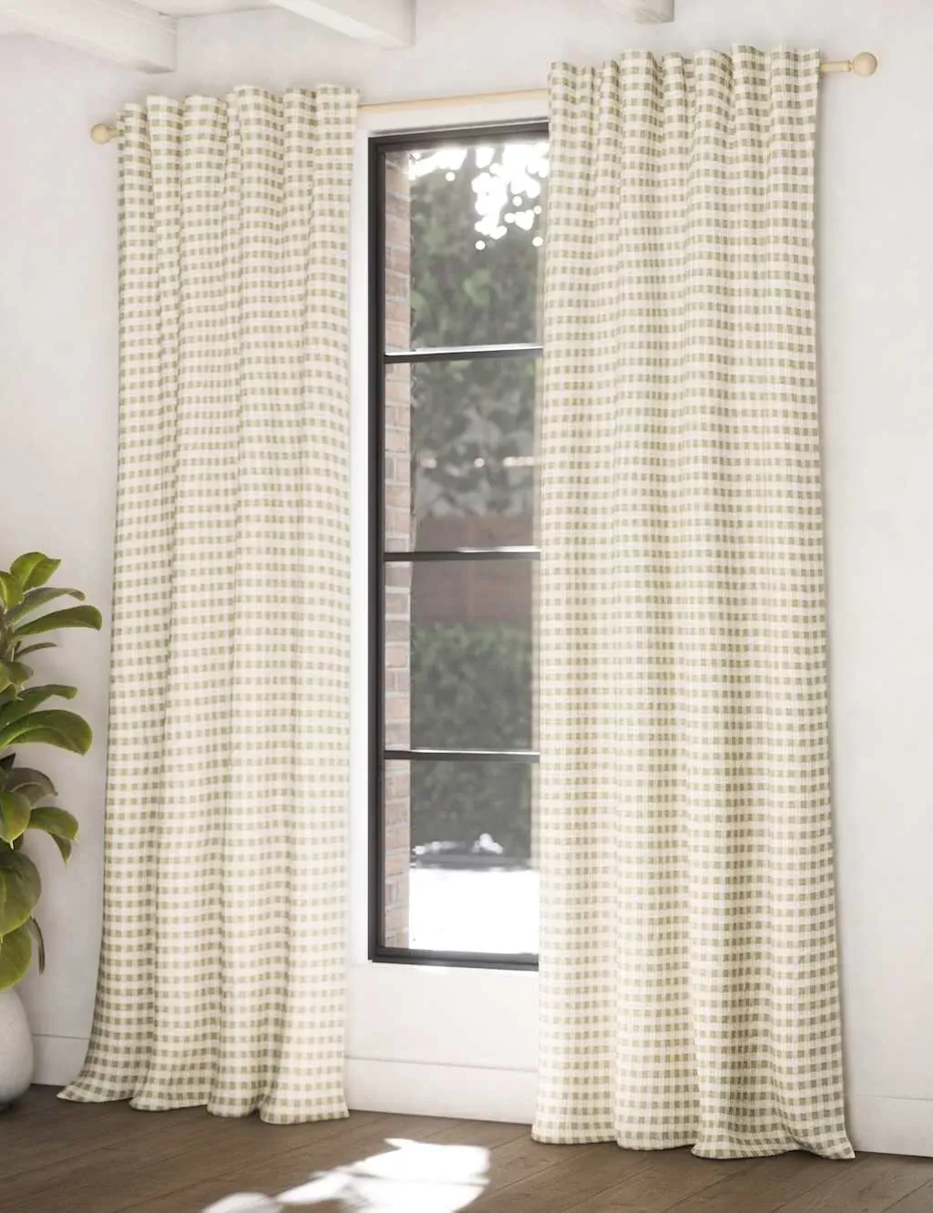 Chenille Gingham Multiway Blackout Curtains - Olive product