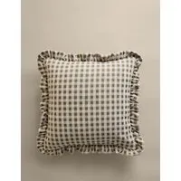 Chenille Woven Gingham Square Cushion - Green alternate view