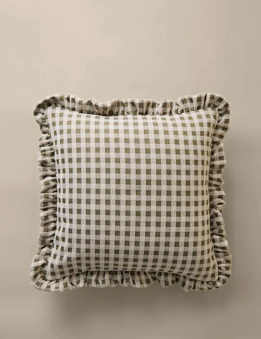 Chenille Woven Gingham Square Cushion - Green product