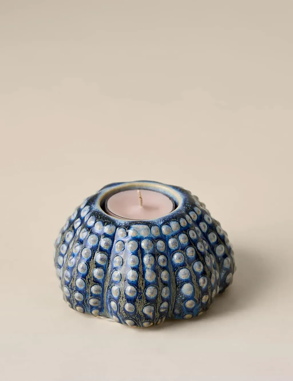 Coastal Shell Tealight Holder - Blue, Ceramic product