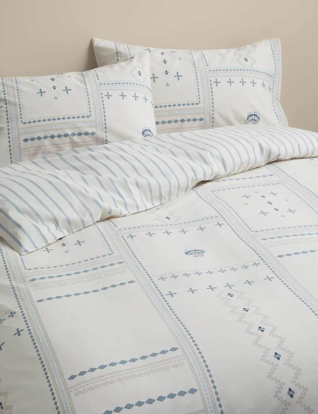 Coastal Tile Print Bedding Set - Blue Mix, Pure Cotton product