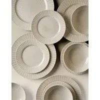 12 Piece Reactive Striped Dinner Set - Natural, Stoneware alternate view