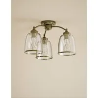 Core Glass & Metal Multi Flush Ceiling Light - Antique Brass alternate view