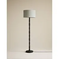 Bobbin Floor Lamp with Cylinder Shade - Black, Wood alternate view