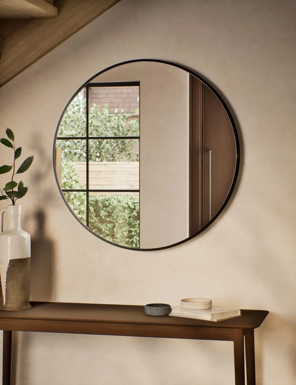 Metal Circle Wall Mirror - Black product
