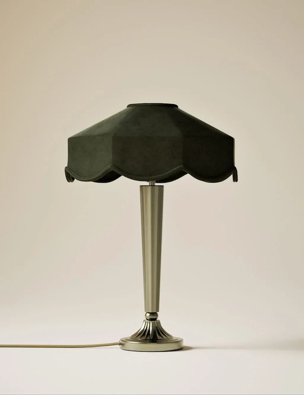 Deco Velvet Scallop Shade Table Lamp - Dark Green product
