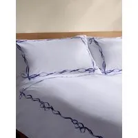 Double Bedding Set Bow Border Print - Blue, Cotton alternate view